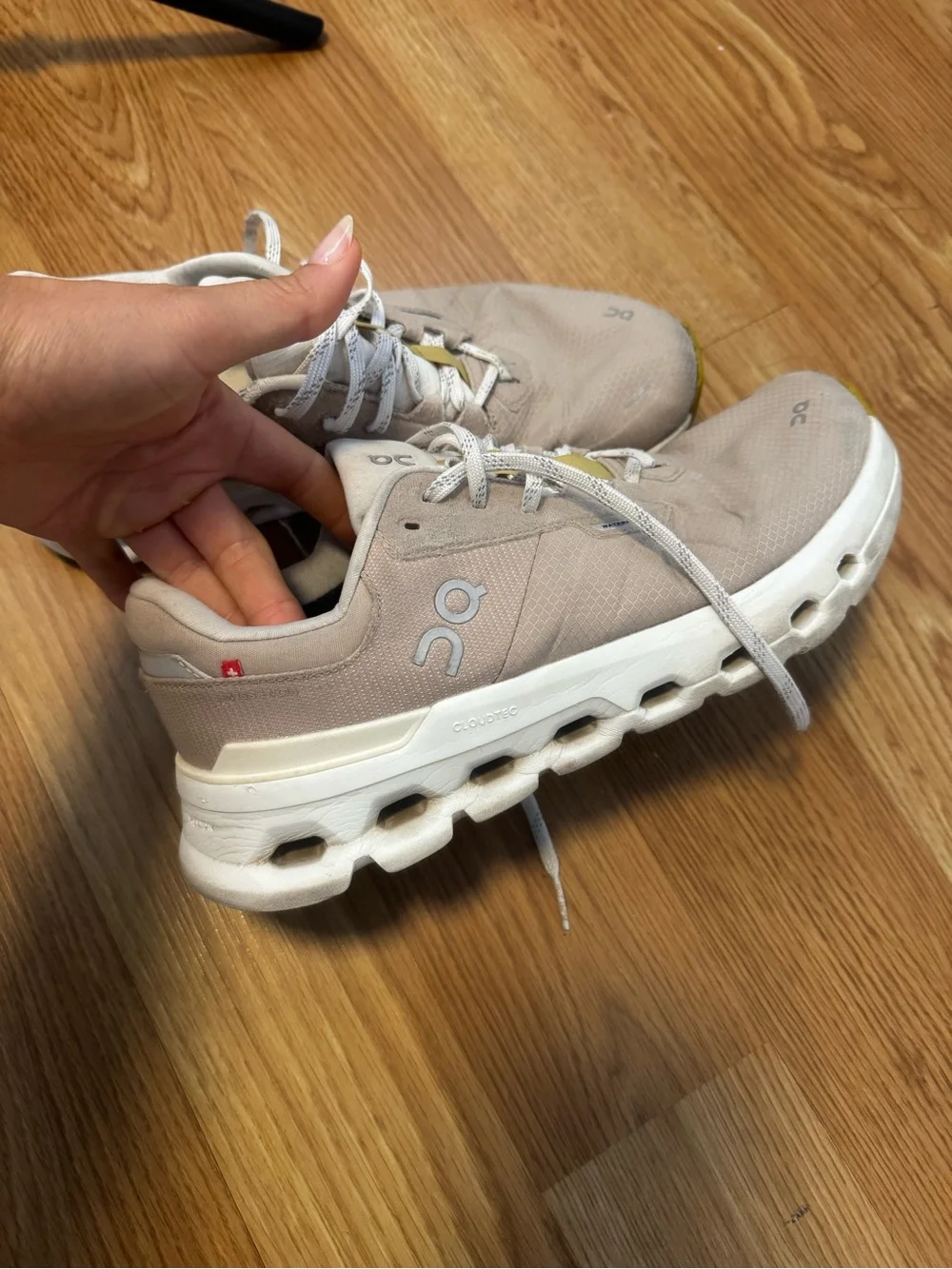 On Running Cloudrunner 2 Waterproof Women's Sneakers in Beige w mustard accents